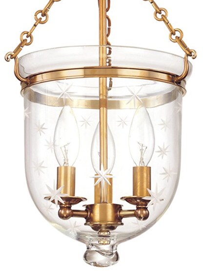 Hampton Bell Jar Ceiling Light with Etched Star Pattern