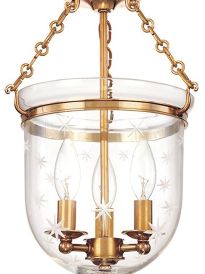Hampton Bell Jar Ceiling Light with Etched Star Pattern