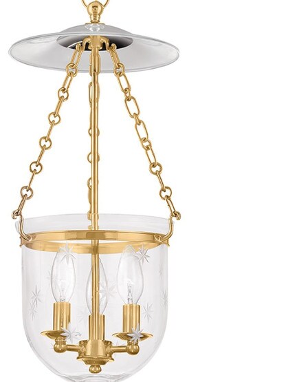 Hampton Bell Jar Hall Pendant with Etched Star Pattern