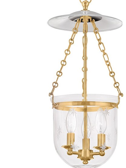 Hampton Bell Jar Hall Pendant with Etched Star Pattern