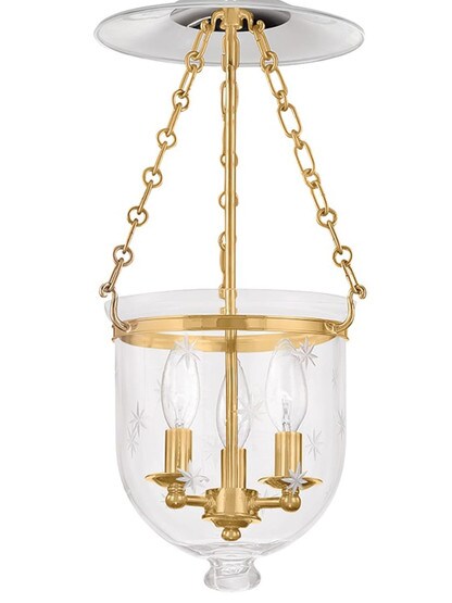 Hampton Bell Jar Hall Pendant with Etched Star Pattern