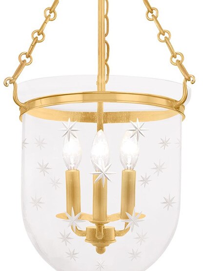Hampton Large Bell Jar Ceiling Light with Etched Star Pattern