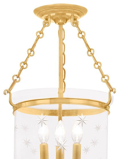 Hampton Large Bell Jar Ceiling Light with Etched Star Pattern