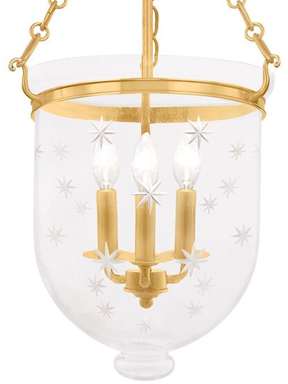 Hampton Large Bell Jar Ceiling Light with Etched Star Pattern