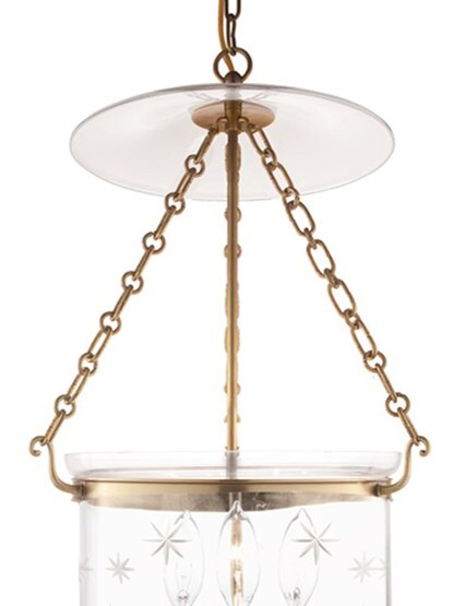 Hampton Large Bell Jar Hall Pendant with Etched Star Pattern
