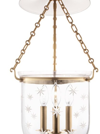 Hampton Large Bell Jar Hall Pendant with Etched Star Pattern