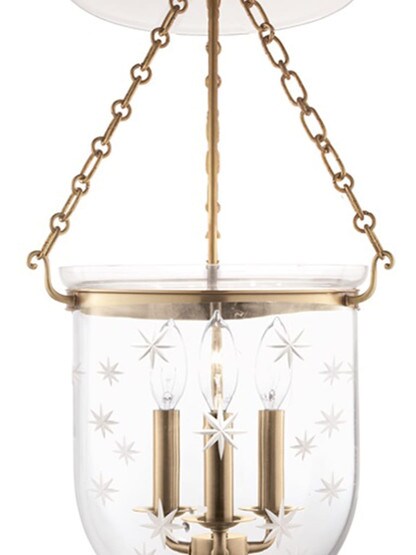 Hampton Large Bell Jar Hall Pendant with Etched Star Pattern