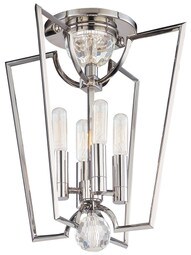 Waterloo 4-Light Semi-Flush Fixture in Polished Nickel