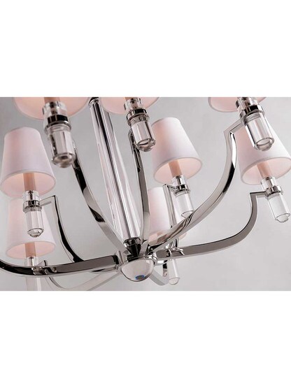Alternate View 4 of Dayton 9 Light Chandelier With White Fabric Shades