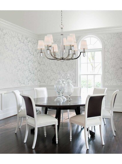 Alternate View 6 of Dayton 9 Light Chandelier With White Fabric Shades