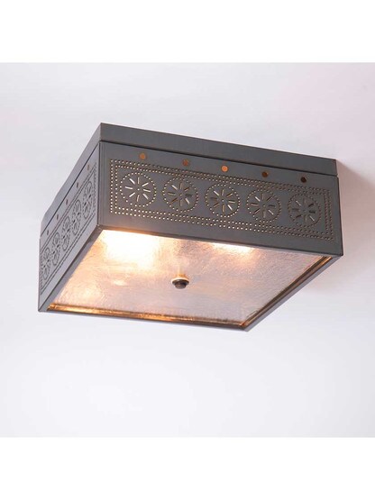 Alternate View of Square Flush-Mount Ceiling Light with Chisel Design.