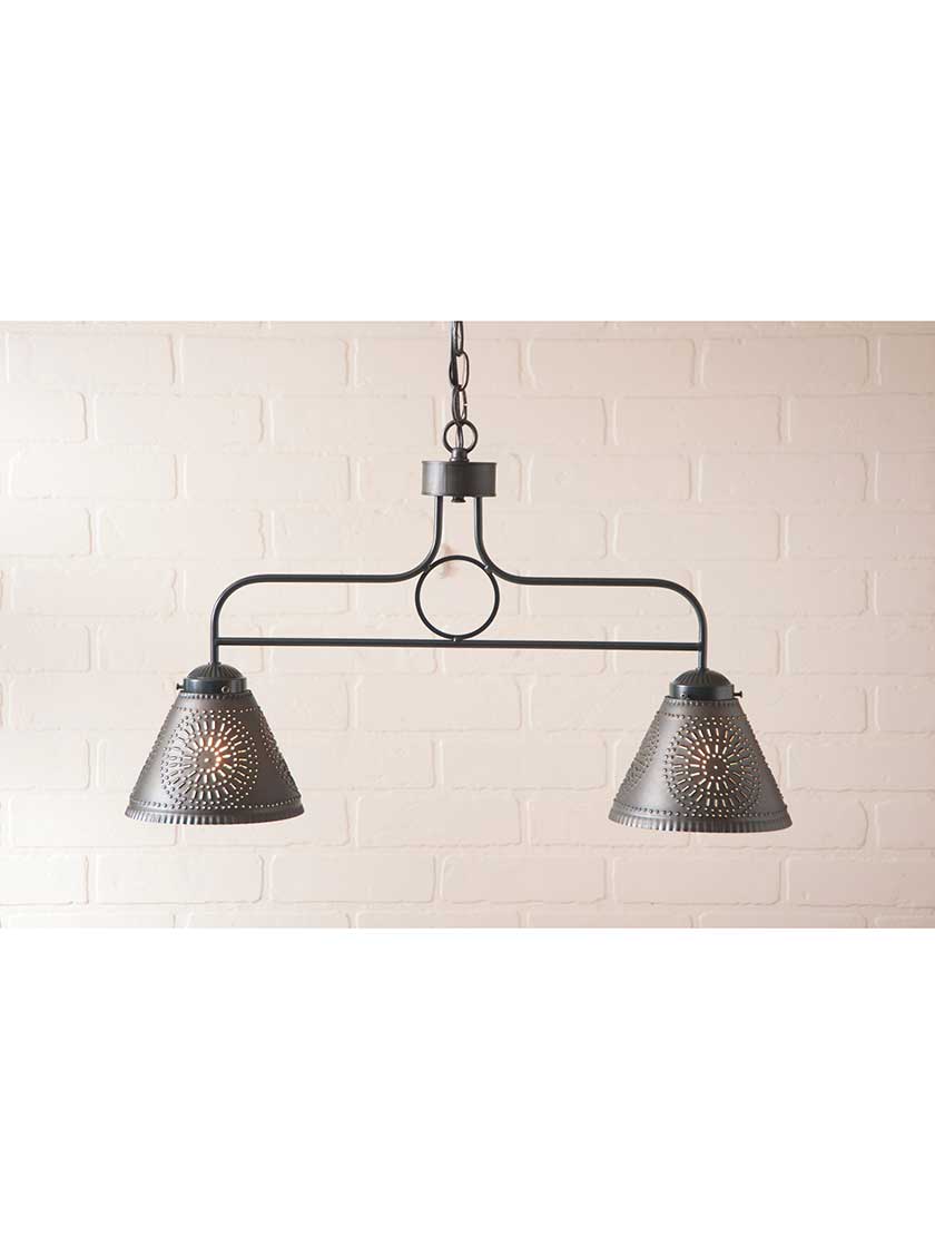 Alternate View of Franklin 2 light Tin Pendant.
