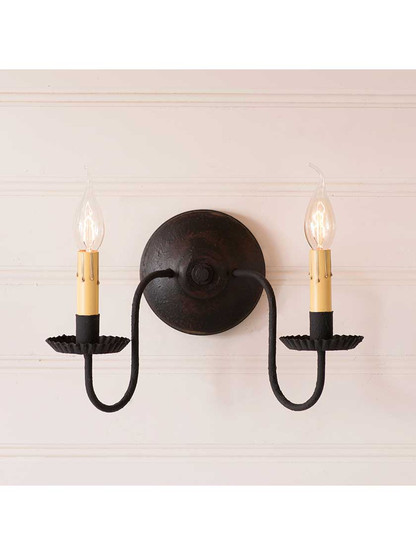 Alternate View of Ashford Painted Wood and Tin Sconce With Textured Black Finish