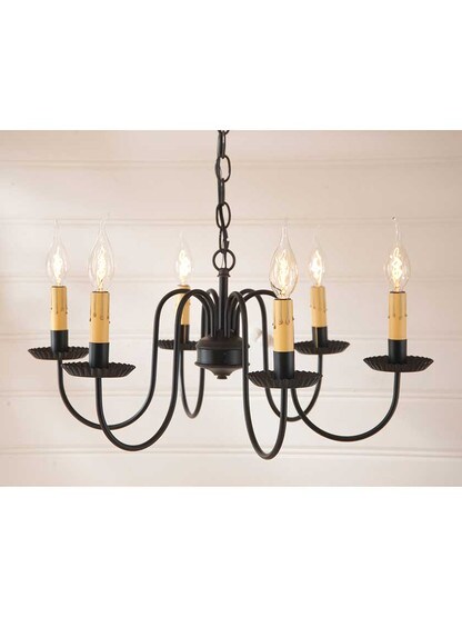 Alternate View of Sheraton 6 Light Chandelier With Satin Black Finish
