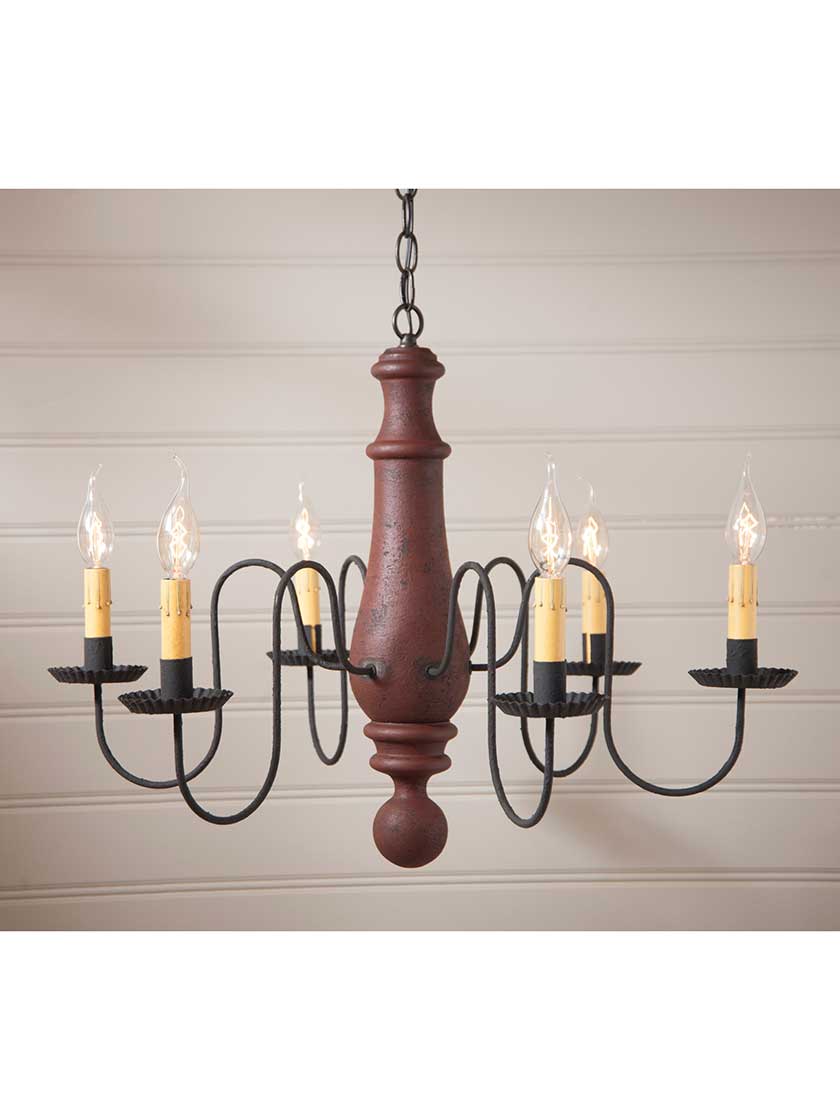 Norfolk Large Wood & Tin Chandelier With Textured Black Finish