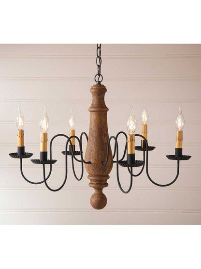 Alternate View 3 of Norfolk Large Wood and Tin Chandelier With Textured Black Finish