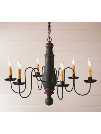 Alternate View 4 of Norfolk Large Wood and Tin Chandelier With Textured Black Finish