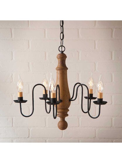 Alternate View 3 of Norfolk Wood and Tin Chandelier With Textured Black Finish