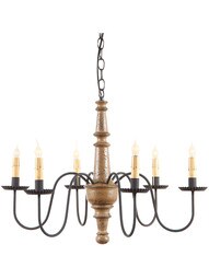 Harrison Wood & Tin Chandelier With Textured Black Finish