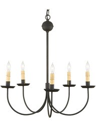 Primitive Colonial 5 Light Chandelier With Textured Black Finish