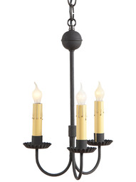 Primitive Colonial 3 Light Chandelier With Textured Black Finish