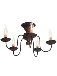 Thorndale Hartford Wood and Tin 5-Arm Flush-Mount Ceiling Light in Pumpkin.