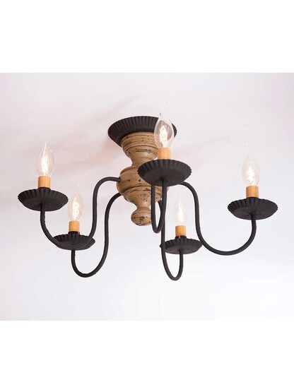 Alternate View 4 of Thorndale Americana Wood and Tin 5-Arm Flush-Mount Ceiling Light.