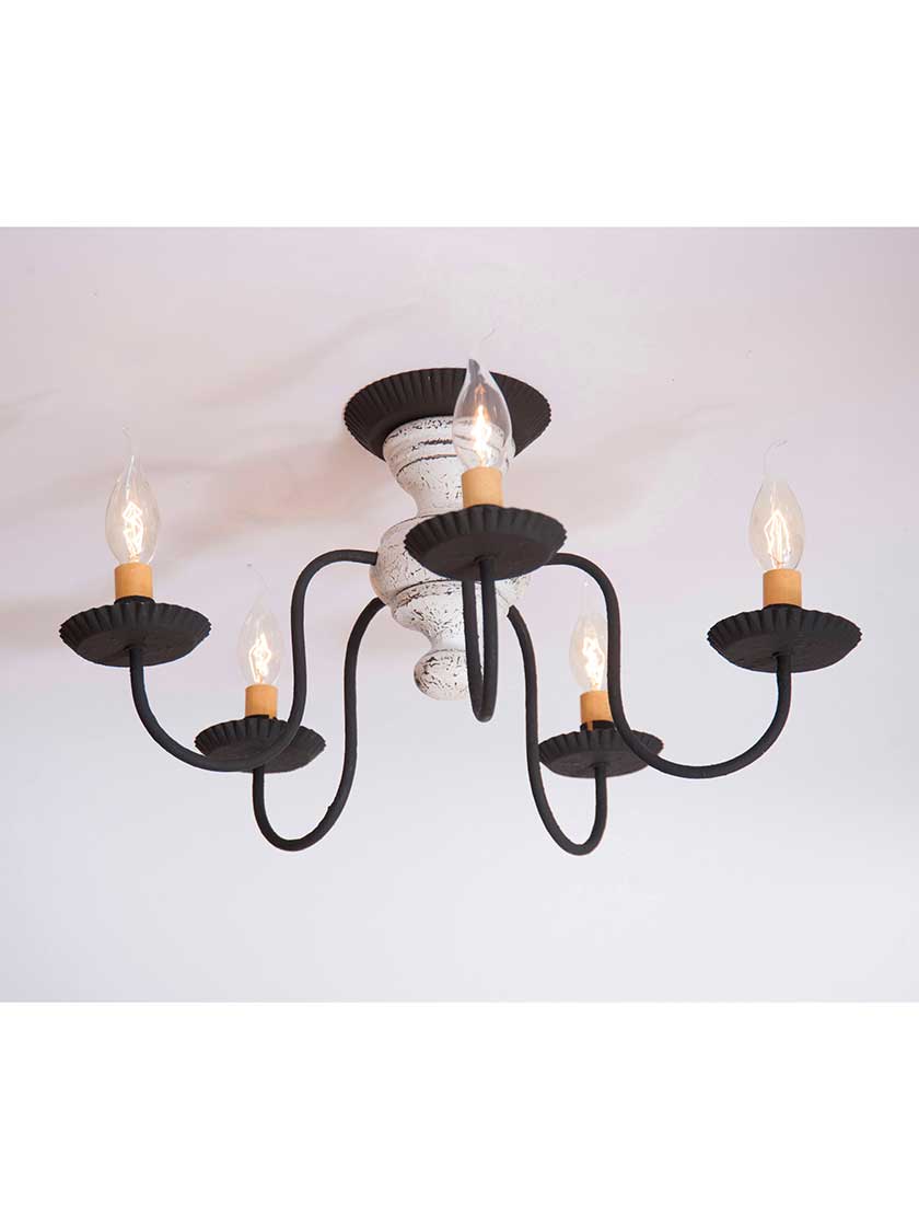 Alternate View 5 of Thorndale Americana Wood and Tin 5-Arm Flush-Mount Ceiling Light.