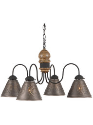 Cambridge Wood & Tin Chandelier With Textured Black Finish