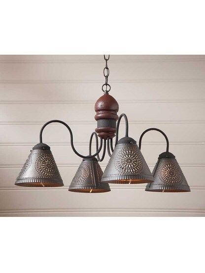 Alternate View 2 of Cambridge Wood and Tin Chandelier With Textured Black Finish