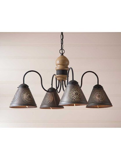 Alternate View 3 of Cambridge Wood and Tin Chandelier With Textured Black Finish