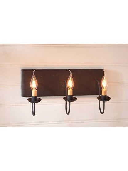Alternate View of Hartford Painted Wood and Tin Vanity Light With 3 Lights