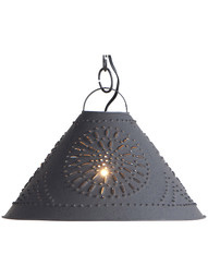 Hitchcock Large Punched Tin Pendant With Textured Black Finish