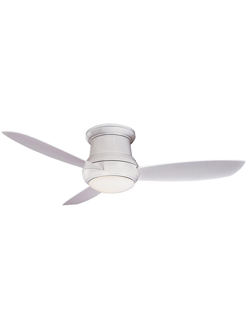 52" Concept II Wet Rated Flush Mount LED Ceiling Fan In White Enamel