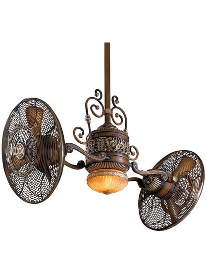 Traditional Gyro LED 42" Twin Ceiling Fan In Belcaro Walnut Finish