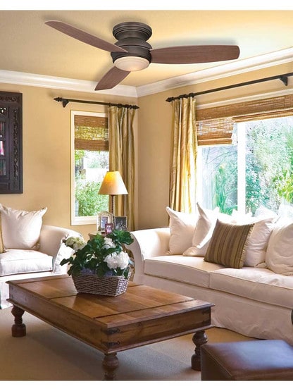 Alternate View of 44 inch Traditional Concept Flush-Mount LED Ceiling Fan In Oil Rubbed Bronze.