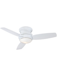 44" Traditional Concept Flush-Mount LED Ceiling Fan In White Enamel