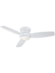 52" Traditional Concept Flush Mount LED Ceiling Fan In White Enamel