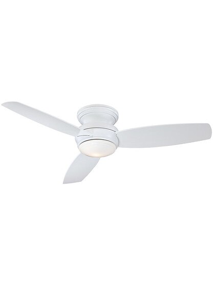 52 inch Traditional Concept Flush Mount LED Ceiling Fan In White Enamel.