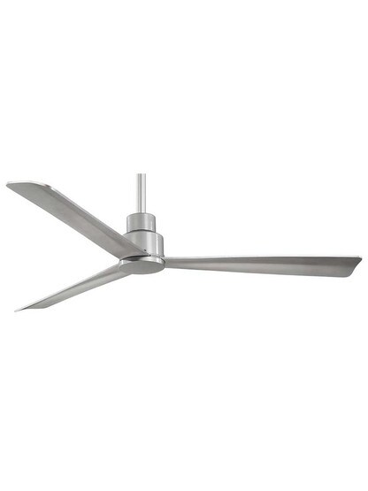 Simple 52-Inch Outdoor Ceiling Fan in Silver.