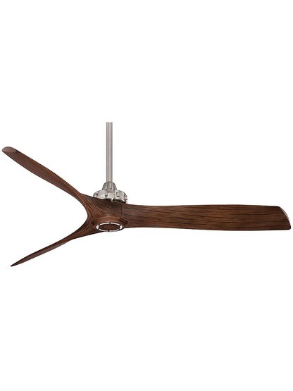 60 inch Aviation Ceiling Fan in Brushed Nickel with Medium Maple Blades.