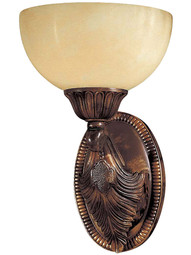 Classical Alabaster Shade Wall Sconce With Oxidized Bronze Finish