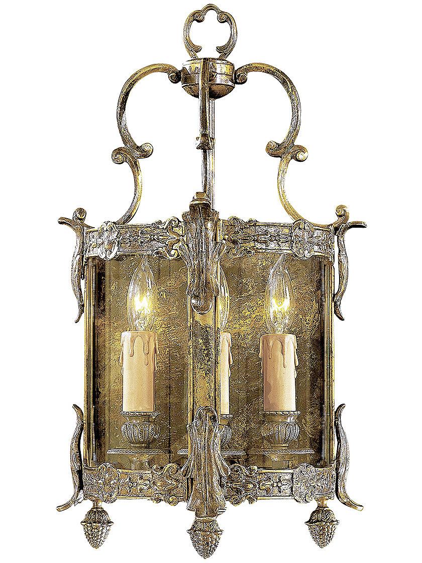 Light Fixture 18th century lantern Hanging Antique Patina Brass Period Vintage 