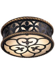 Montparnasse Flush Mount Fixture In Distressed French Black Finish