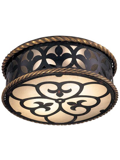 Montparnasse Flush Mount Fixture in Distressed French Black Finish.