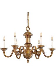 English Georgian 6-Light Chandelier in Classic Brass
