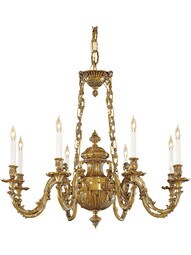 English Rococo 8 Light Chandelier In Antique Classic Brass