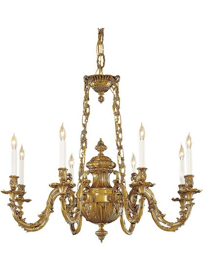 English Rococo 8 Light Chandelier In Antique Classic Brass