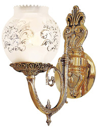 English Victorian Sconce With Etched Glass Shade