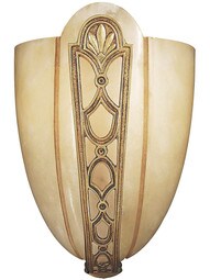 Genuine Alabaster & Brass Sconce With French Gold Finish